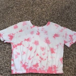 Hot Pink and White Tie Die Tee